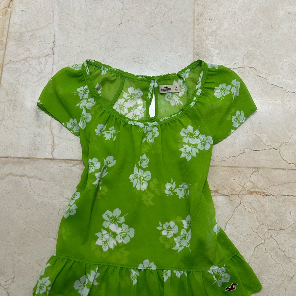 Hollister Lime Green Floral Kids Dress